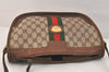 Authentic GUCCI Web Sherry Line Shoulder Bag GG PVC Leather Brown Junk 3437K