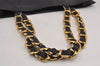 Authentic CHANEL Calf Skin CoCo Mark Chain Shoulder Tote Bag Black CC 3440J