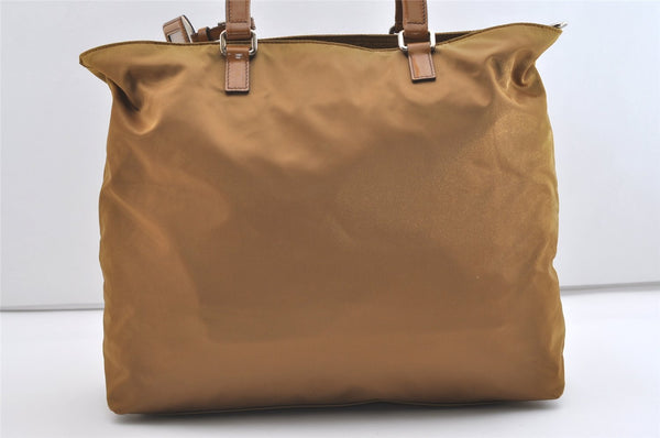 Authentic PRADA Vintage Nylon Tessuto Leather 2Way Shoulder Tote Bag Brown 3441J