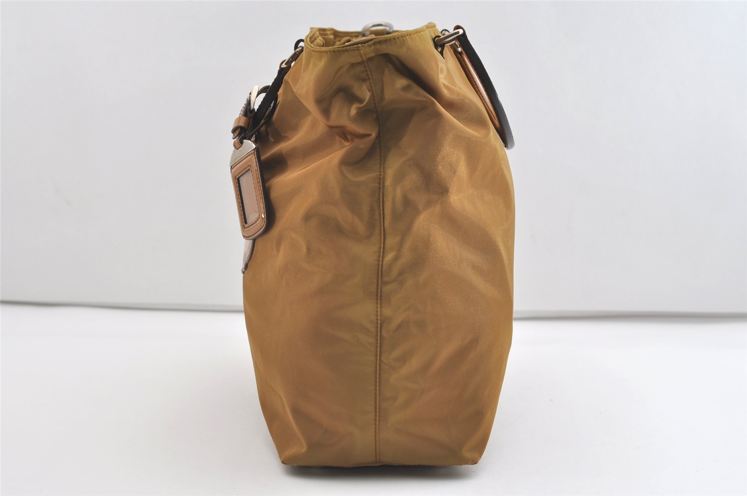Authentic PRADA Vintage Nylon Tessuto Leather 2Way Shoulder Tote Bag Brown 3441J