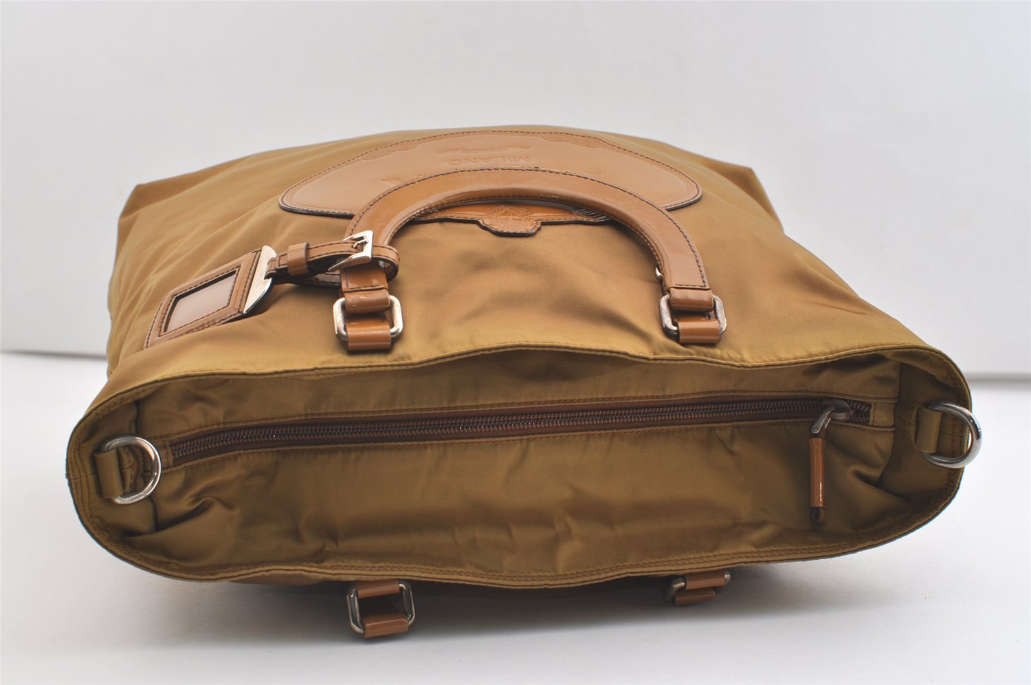 Authentic PRADA Vintage Nylon Tessuto Leather 2Way Shoulder Tote Bag Brown 3441J
