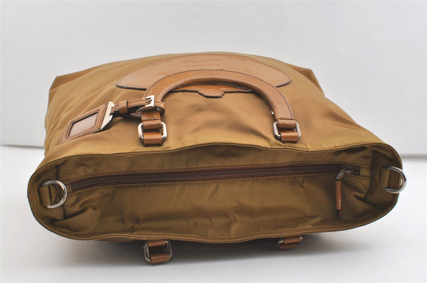 Authentic PRADA Vintage Nylon Tessuto Leather 2Way Shoulder Tote Bag Brown 3441J