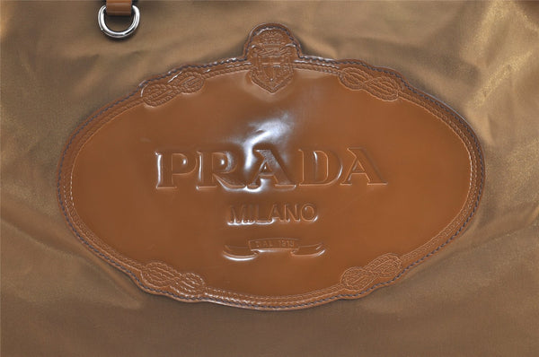 Authentic PRADA Vintage Nylon Tessuto Leather 2Way Shoulder Tote Bag Brown 3441J