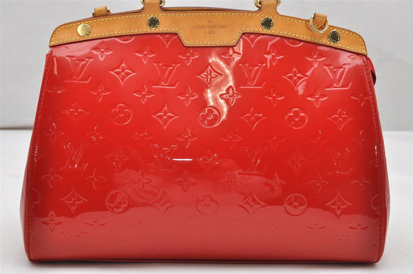 Authentic Louis Vuitton Vernis Brea MM 2Way Shoulder Hand Bag M91798 Red 3442K