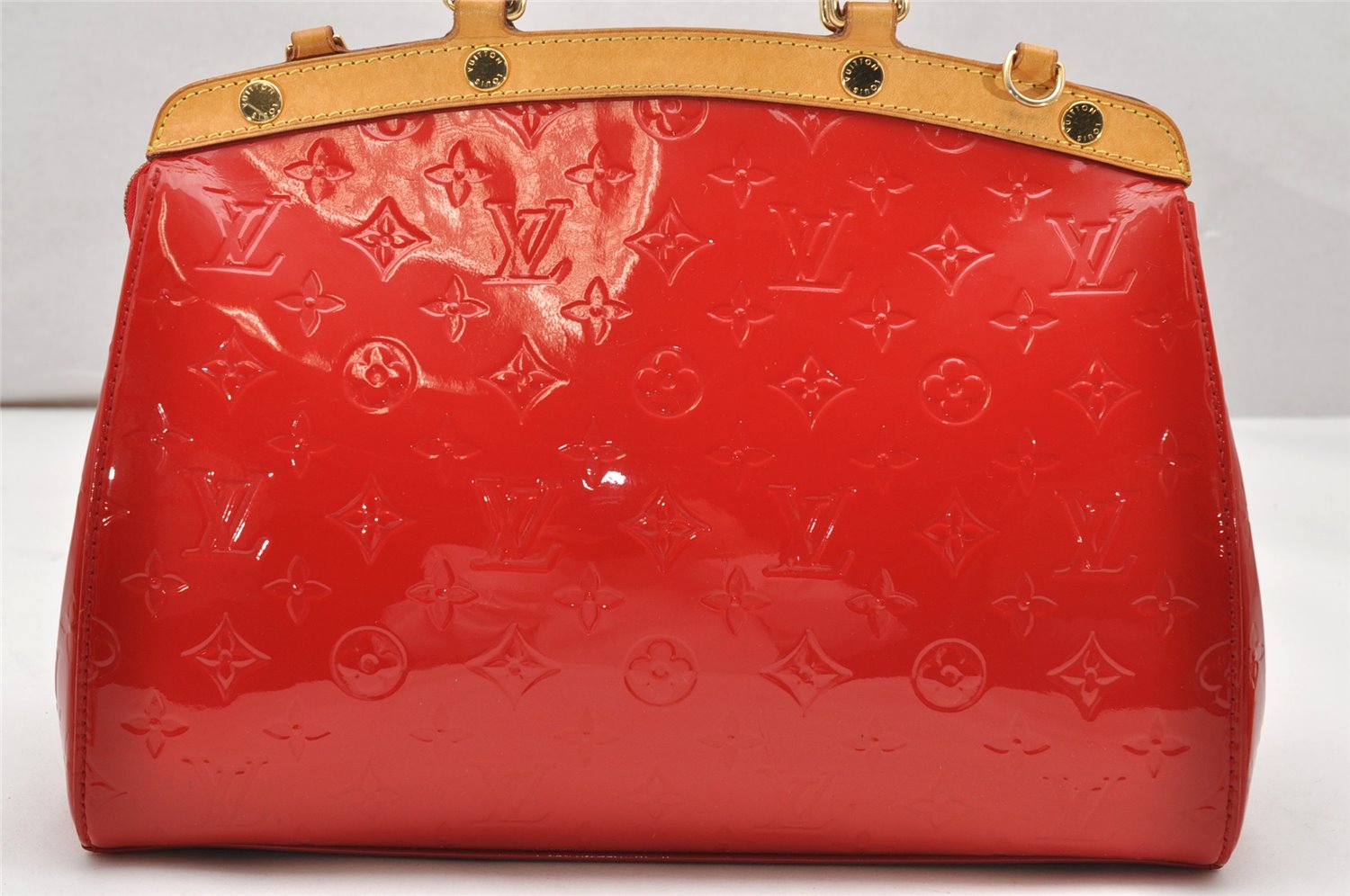 Authentic Louis Vuitton Vernis Brea MM 2Way Shoulder Hand Bag M91798 Red 3442K