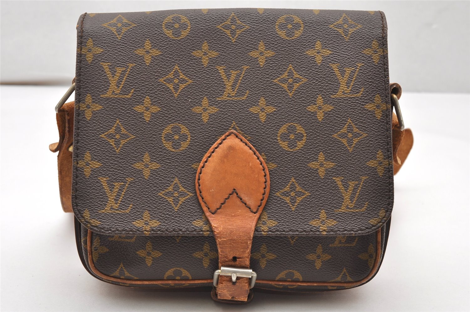Authentic Louis Vuitton Monogram Cartouchiere MM Shoulder Bag Old Model 3446K