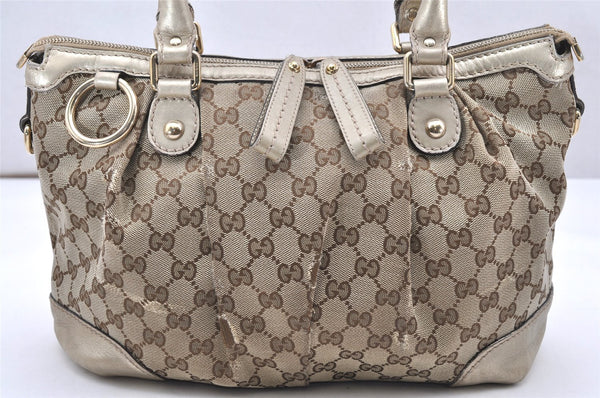 Authentic GUCCI Sukey 2Way Tote Bag GG Canvas Leather 247902 Brown 3447K