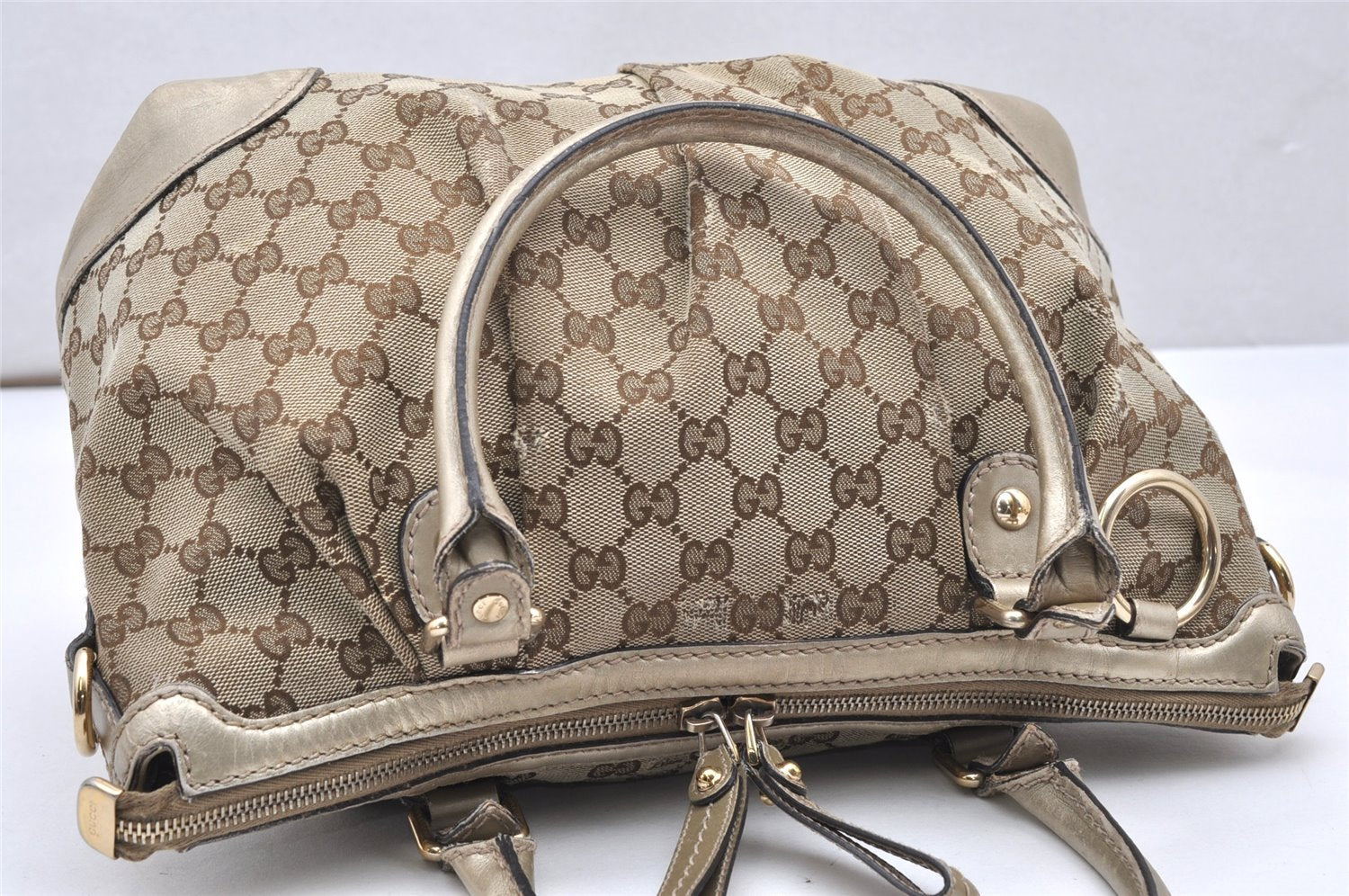 Authentic GUCCI Sukey 2Way Tote Bag GG Canvas Leather 247902 Brown 3447K