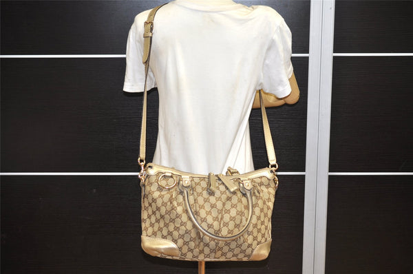 Authentic GUCCI Sukey 2Way Tote Bag GG Canvas Leather 247902 Brown 3447K
