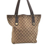 Authentic GUCCI Charmy Shoulder Tote Bag GG Canvas Leather 153009 Brown 3448K