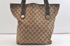 Authentic GUCCI Charmy Shoulder Tote Bag GG Canvas Leather 153009 Brown 3448K