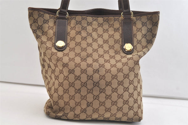 Authentic GUCCI Charmy Shoulder Tote Bag GG Canvas Leather 153009 Brown 3448K