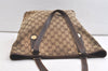 Authentic GUCCI Charmy Shoulder Tote Bag GG Canvas Leather 153009 Brown 3448K