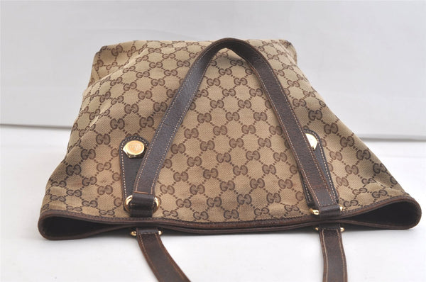 Authentic GUCCI Charmy Shoulder Tote Bag GG Canvas Leather 153009 Brown 3448K