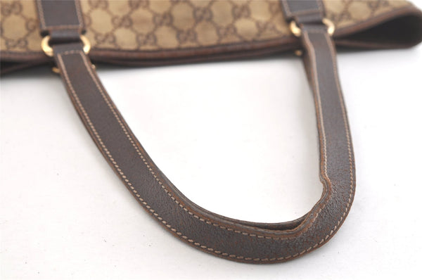 Authentic GUCCI Charmy Shoulder Tote Bag GG Canvas Leather 153009 Brown 3448K