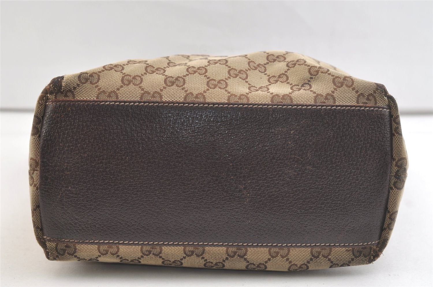 Authentic GUCCI Charmy Shoulder Tote Bag GG Canvas Leather 153009 Brown 3448K