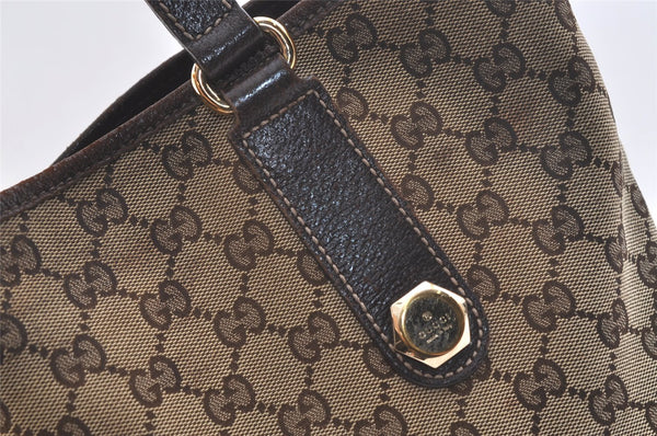 Authentic GUCCI Charmy Shoulder Tote Bag GG Canvas Leather 153009 Brown 3448K