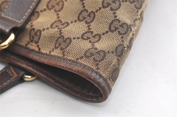 Authentic GUCCI Charmy Shoulder Tote Bag GG Canvas Leather 153009 Brown 3448K