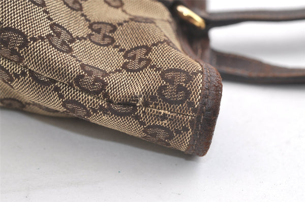 Authentic GUCCI Charmy Shoulder Tote Bag GG Canvas Leather 153009 Brown 3448K
