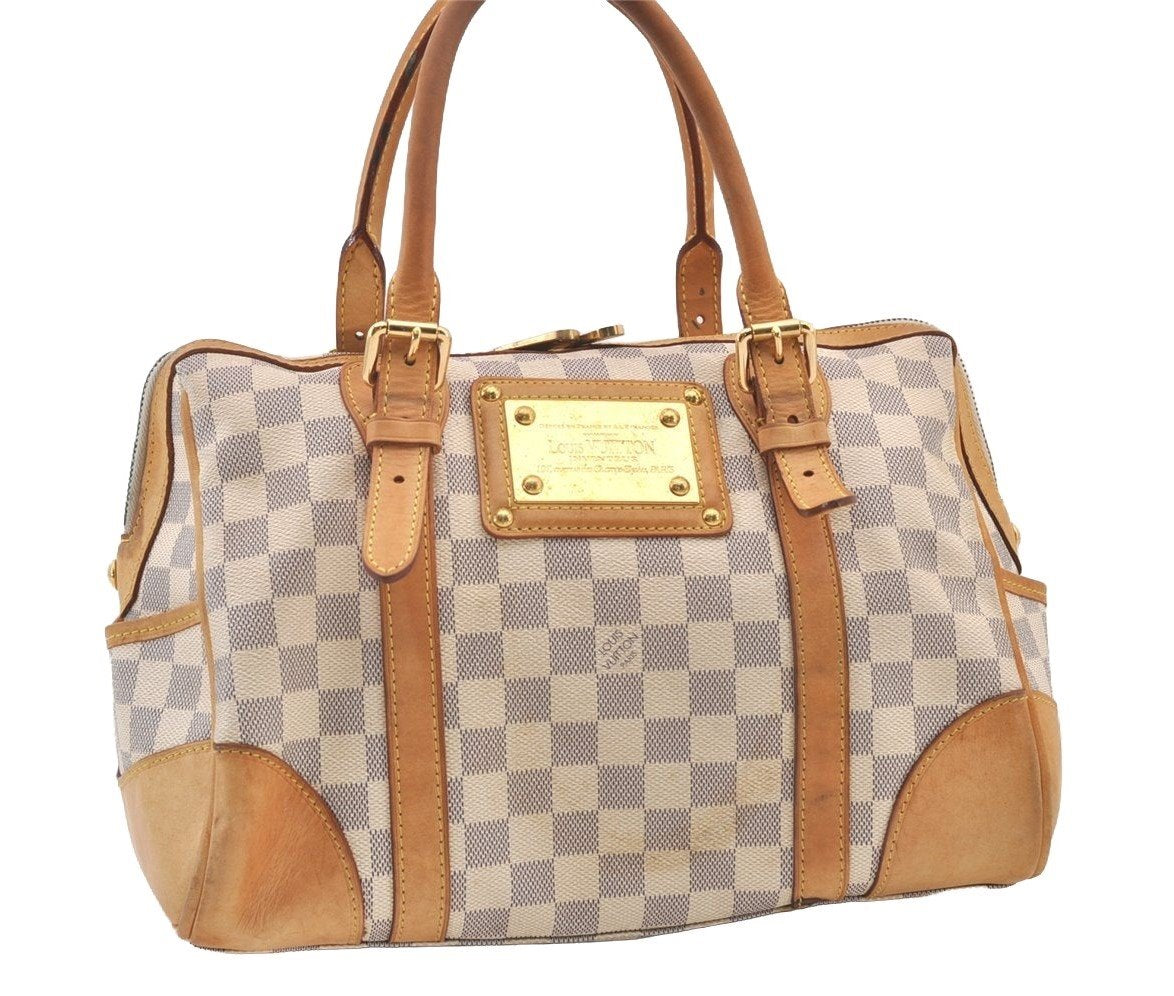 Authentic Louis Vuitton Damier Azur Berkeley Hand Boston Bag N52001 LV 3449J
