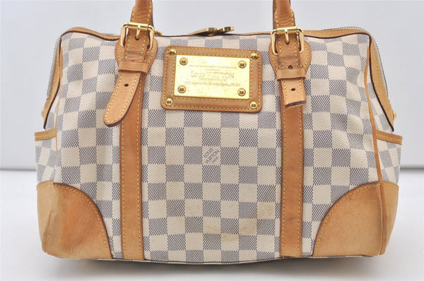 Authentic Louis Vuitton Damier Azur Berkeley Hand Boston Bag N52001 LV 3449J