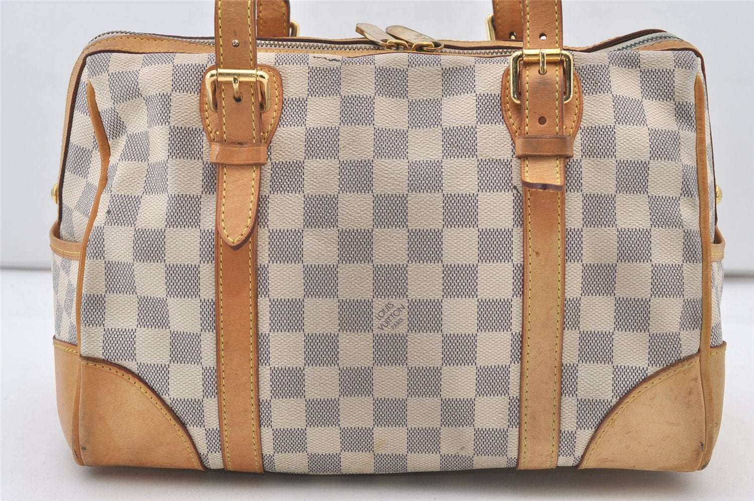 Authentic Louis Vuitton Damier Azur Berkeley Hand Boston Bag N52001 LV 3449J