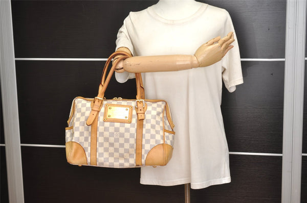 Authentic Louis Vuitton Damier Azur Berkeley Hand Boston Bag N52001 LV 3449J