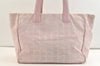 Authentic CHANEL New Travel Line Shoulder Tote Bag Nylon Leather Pink 3449K