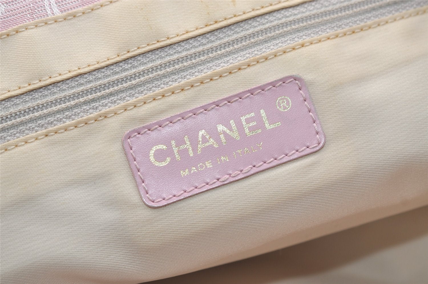 Authentic CHANEL New Travel Line Shoulder Tote Bag Nylon Leather Pink 3449K