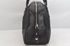 Authentic PRADA Vintage Canvas Leather Hand Boston Bag Purse Black 3451K