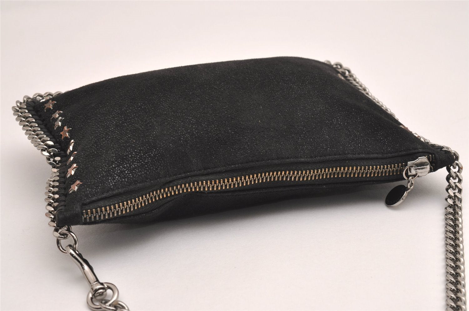 Authentic Stella McCartney Falabella Chain Shoulder Hand Bag Leather Black 3453J