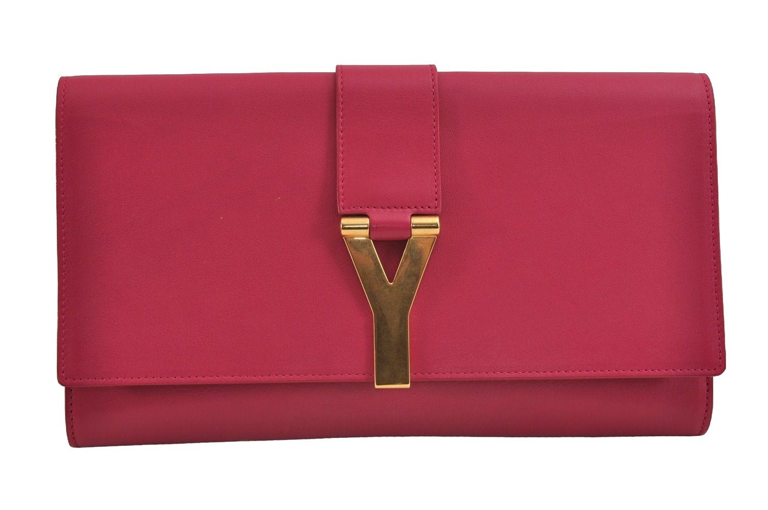 Authentic SAINT LAURENT Vintage Clutch Hand Bag Purse Leather Pink YSL 3455J