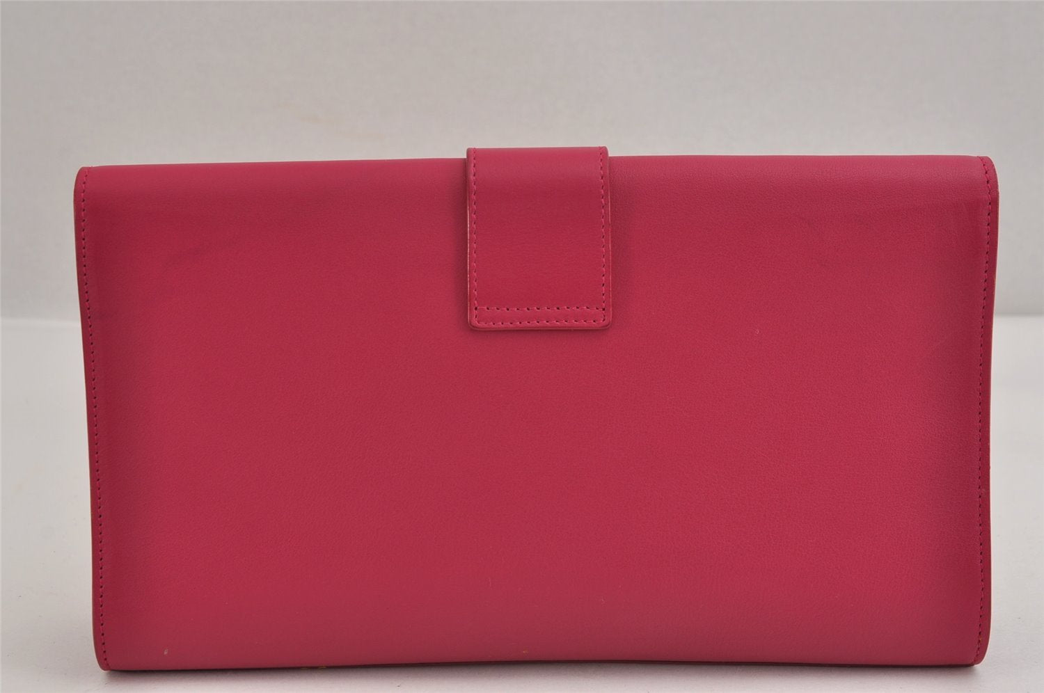 Authentic SAINT LAURENT Vintage Clutch Hand Bag Purse Leather Pink YSL 3455J