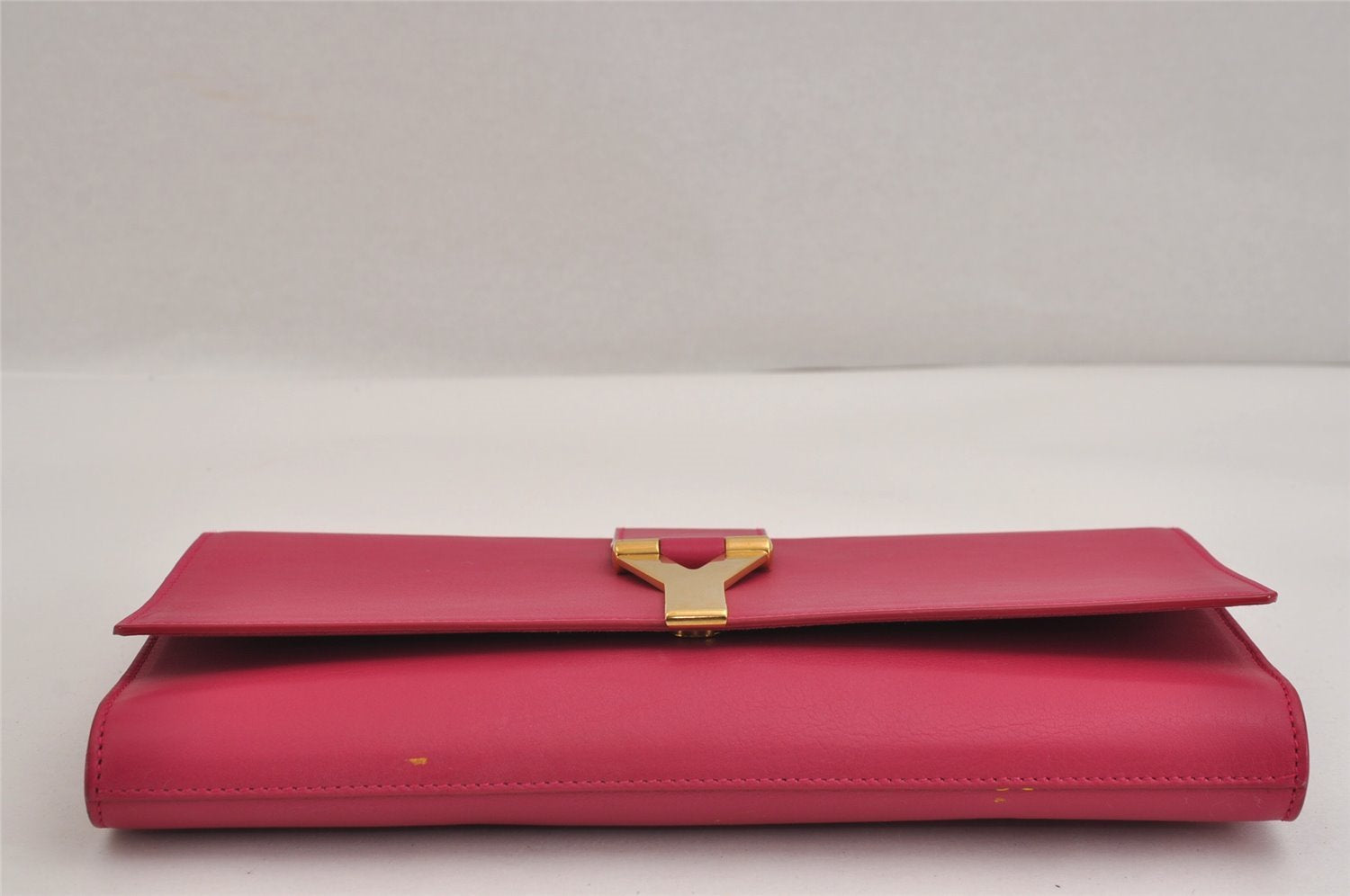 Authentic SAINT LAURENT Vintage Clutch Hand Bag Purse Leather Pink YSL 3455J