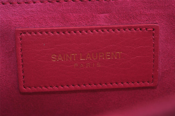 Authentic SAINT LAURENT Vintage Clutch Hand Bag Purse Leather Pink YSL 3455J