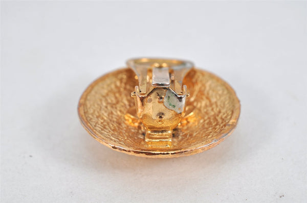 Authentic CHANEL Vintage Clip-On Earrings CC Logo Gold Plated 3455K
