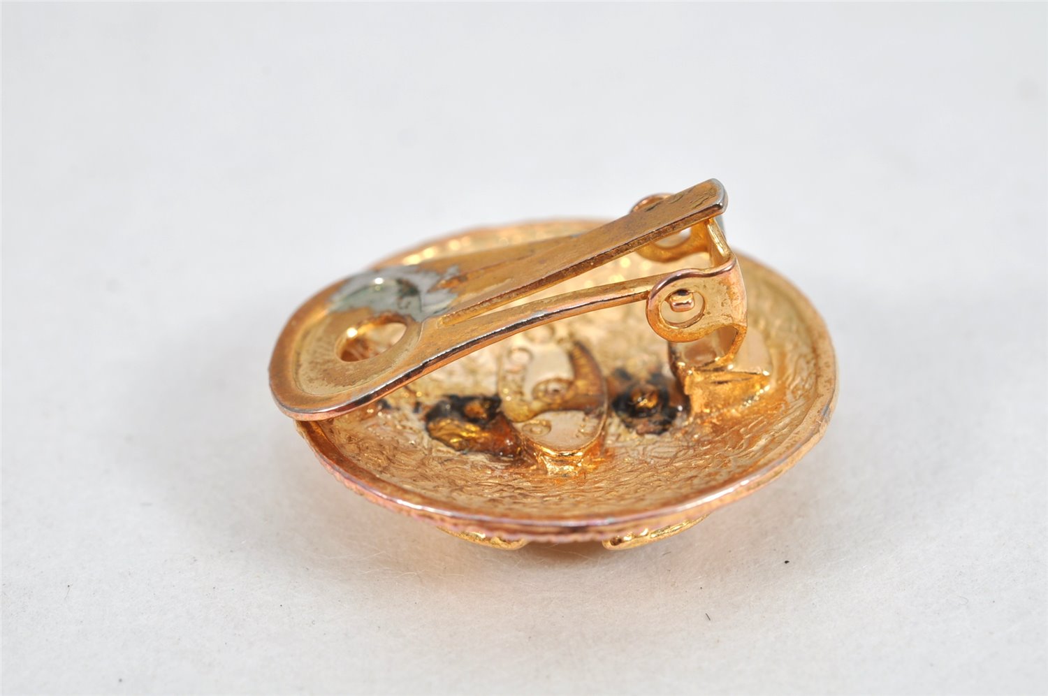 Authentic CHANEL Vintage Clip-On Earrings CC Logo Gold Plated 3455K