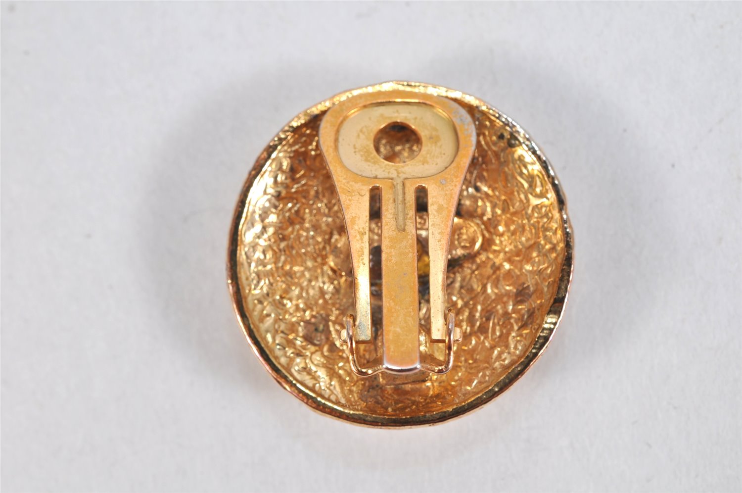 Authentic CHANEL Vintage Clip-On Earrings CC Logo Gold Plated 3455K
