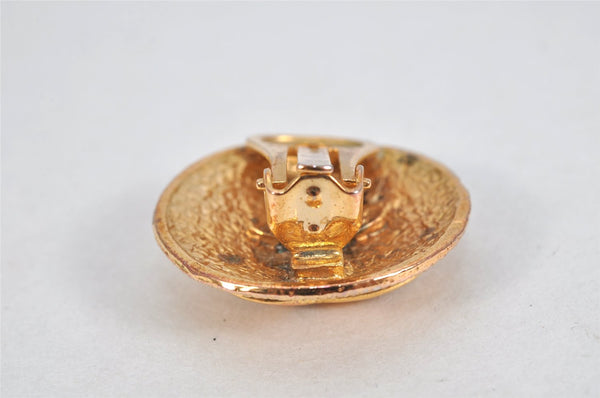 Authentic CHANEL Vintage Clip-On Earrings CC Logo Gold Plated 3455K