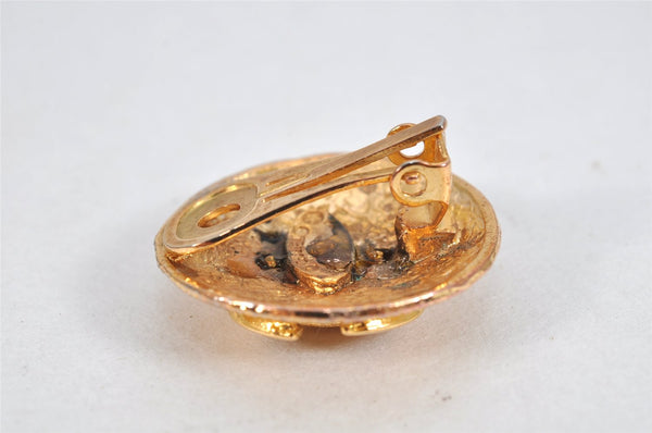 Authentic CHANEL Vintage Clip-On Earrings CC Logo Gold Plated 3455K