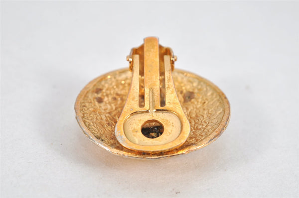 Authentic CHANEL Vintage Clip-On Earrings CC Logo Gold Plated 3455K