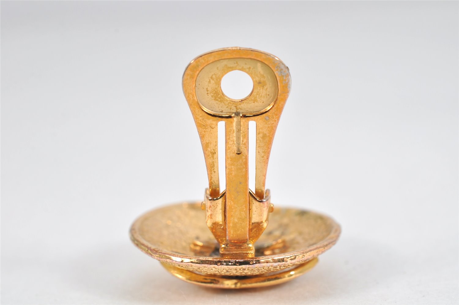 Authentic CHANEL Vintage Clip-On Earrings CC Logo Gold Plated 3455K