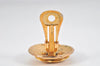 Authentic CHANEL Vintage Clip-On Earrings CC Logo Gold Plated 3455K