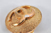 Authentic CHANEL Vintage Clip-On Earrings CC Logo Gold Plated 3455K