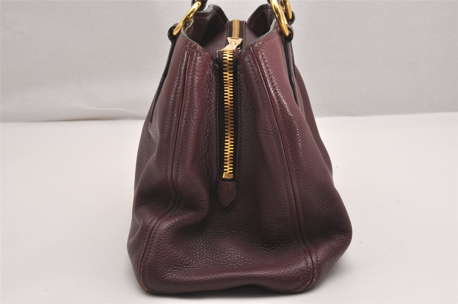 Authentic MIU MIU VITELLO DAINO Leather 2Way Hand Bag RR1945 Wine Red 3456J