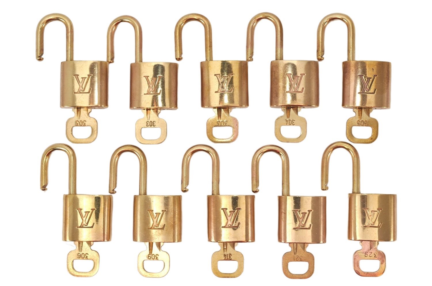 Authentic Louis Vuitton Padlock & Keys 10Set LV 3456K