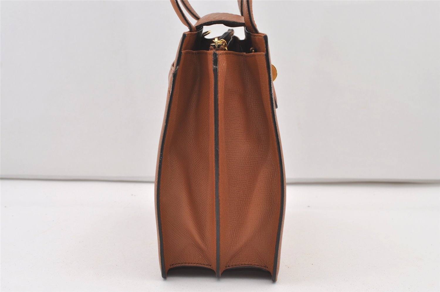 Authentic BVLGARI Vintage Leather 2Way Shoulder Hand Bag Purse Brown 3458J