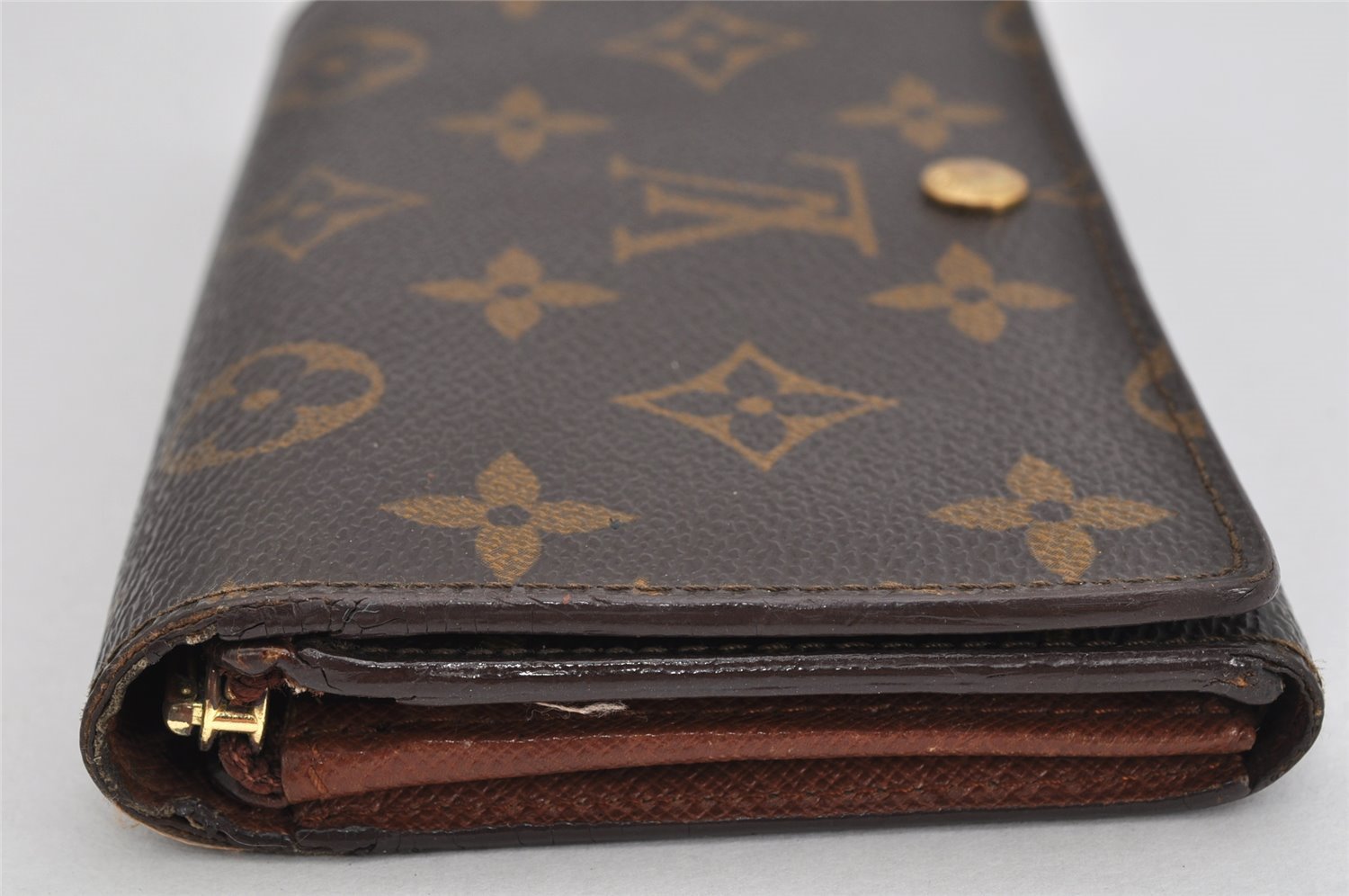 Auth Louis Vuitton Monogram Porte Monnaie Billets Tresor Wallet M61730 LV 3458K