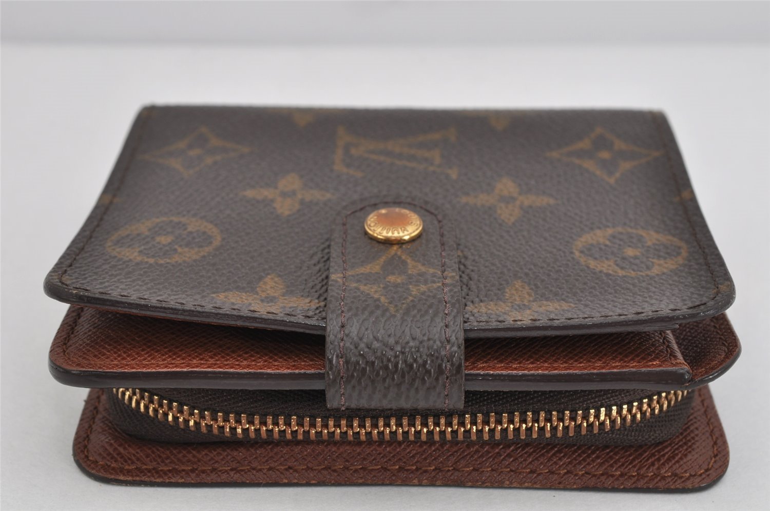 Authentic Louis Vuitton Monogram Compact Zip Bifold Wallet Purse M61667 LV 3459K