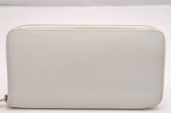 Authentic HERMES Azap Silk In Long Wallet Purse Leather White Box 3464J